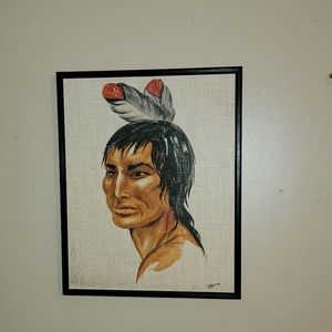 VINTAGE REAR OIL ON CANVAS PAINTING OF YELLOW HAWK BY JEMNA SWINDELL 17X21